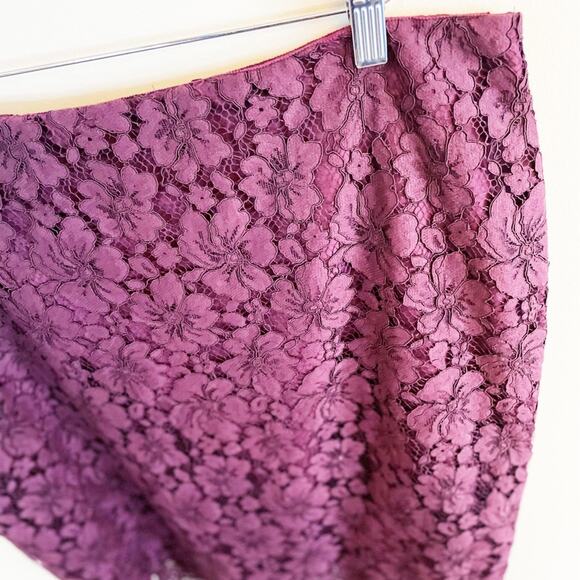 NEW Ann Taylor Factory Floral Lace Overlay Pencil Skirt Merlot 14 - Picture 13 of 14